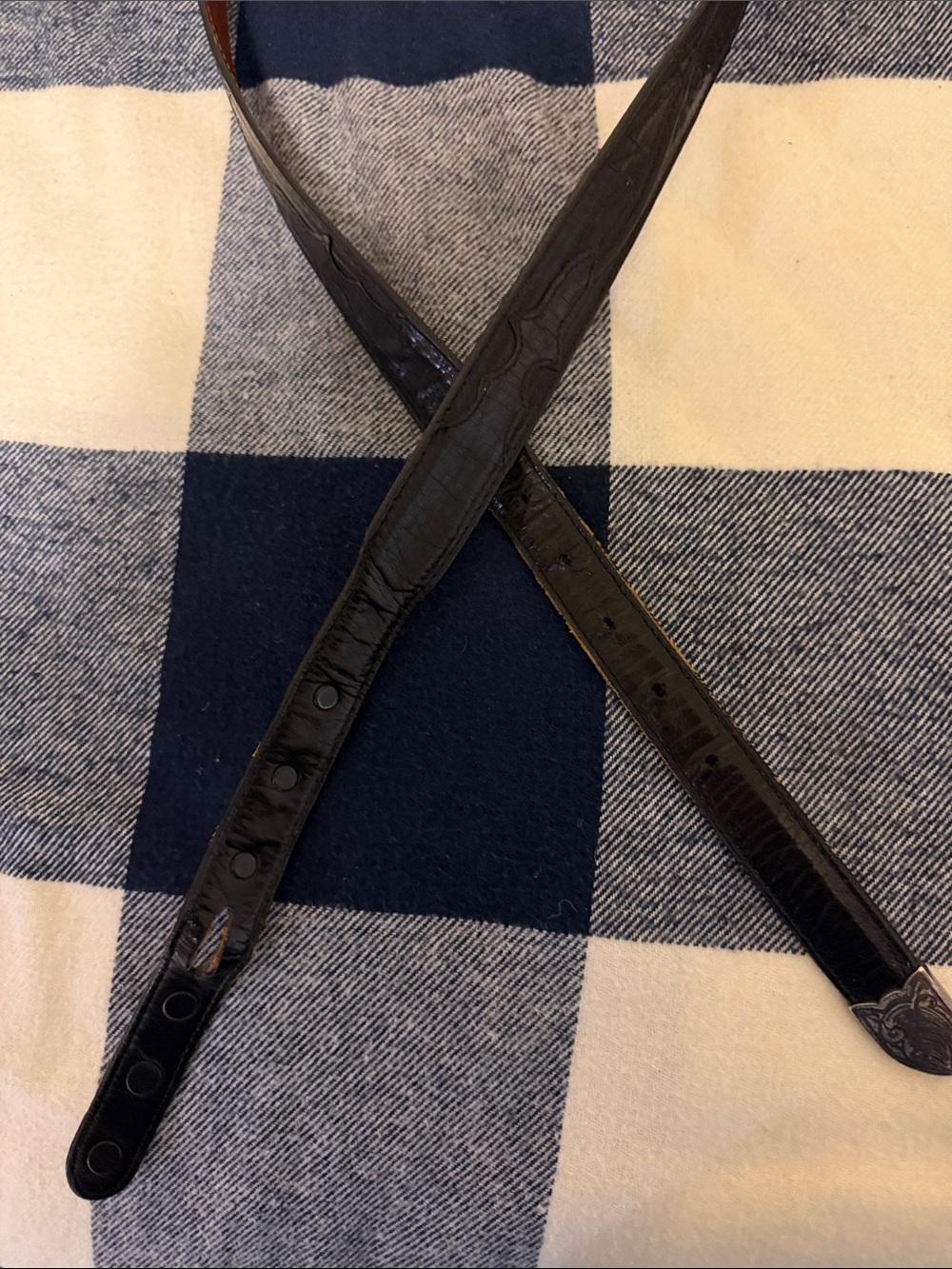 Lucchese Black Leather Belt with Embossed Detail